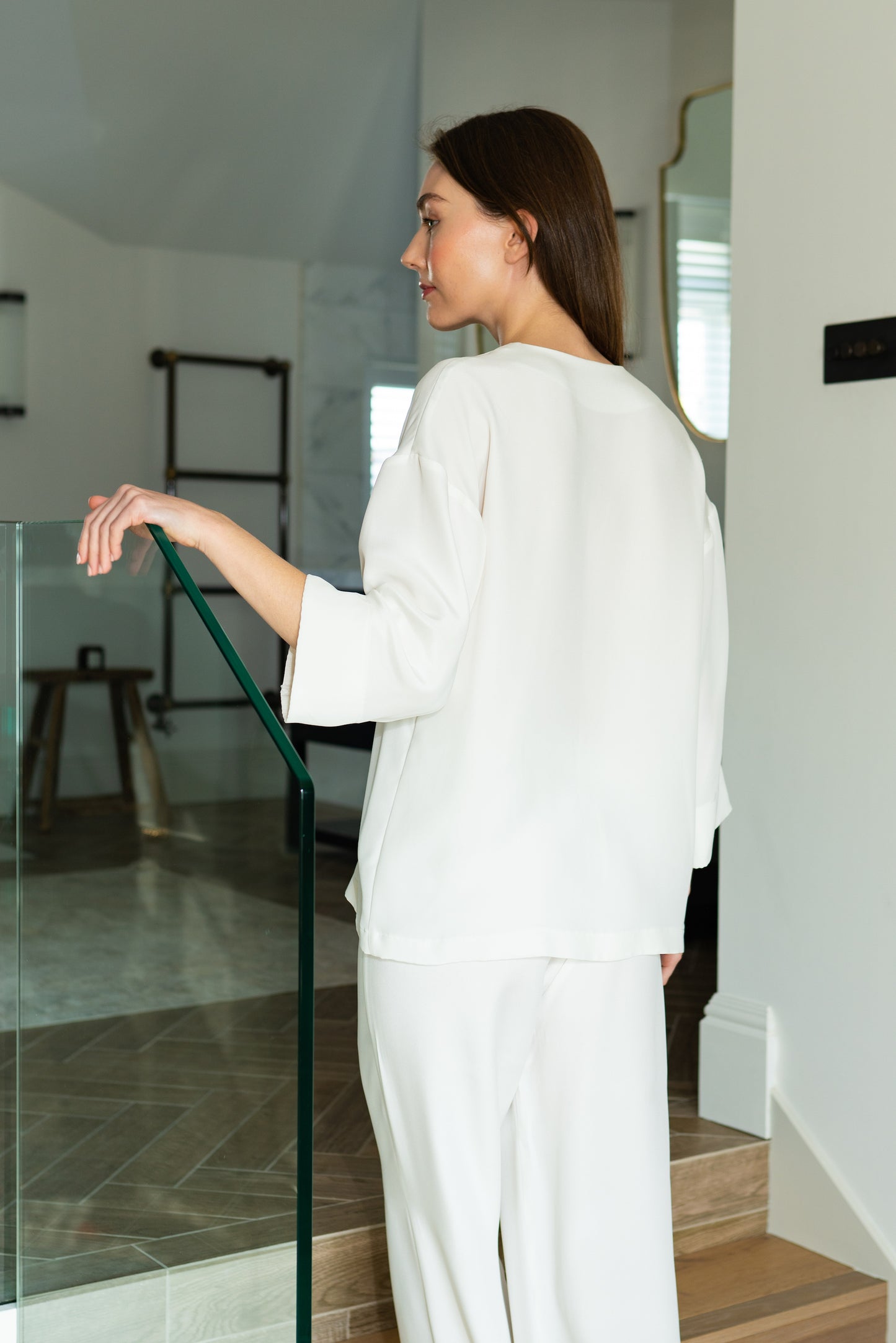Winter Bride PJ Set with Robe - Ivory Silk