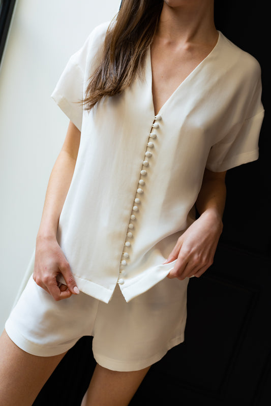 Summer Silk Bridal PJ Set - Ivory