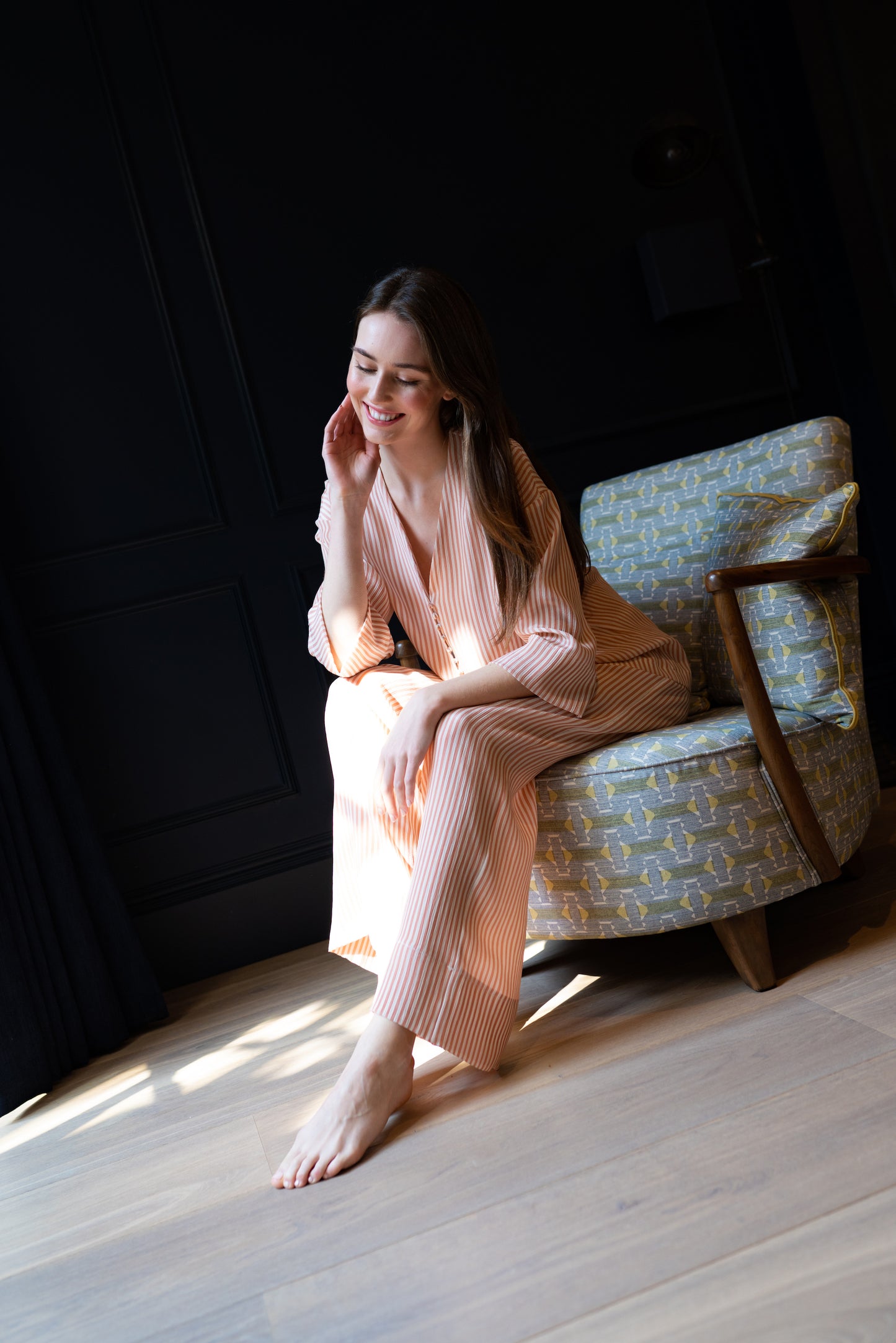 Winter Bridal Pyjama Set - Pink Stripe TENCEL