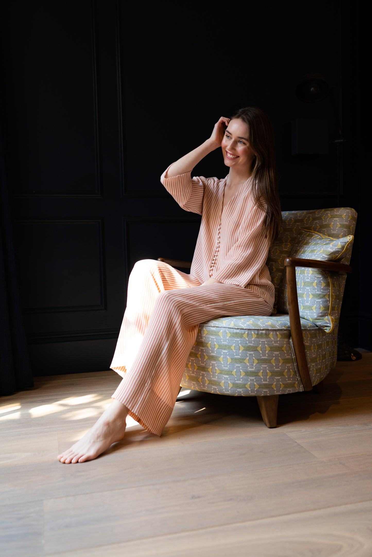 Winter Bridal Pyjama Set - Pink Stripe TENCEL