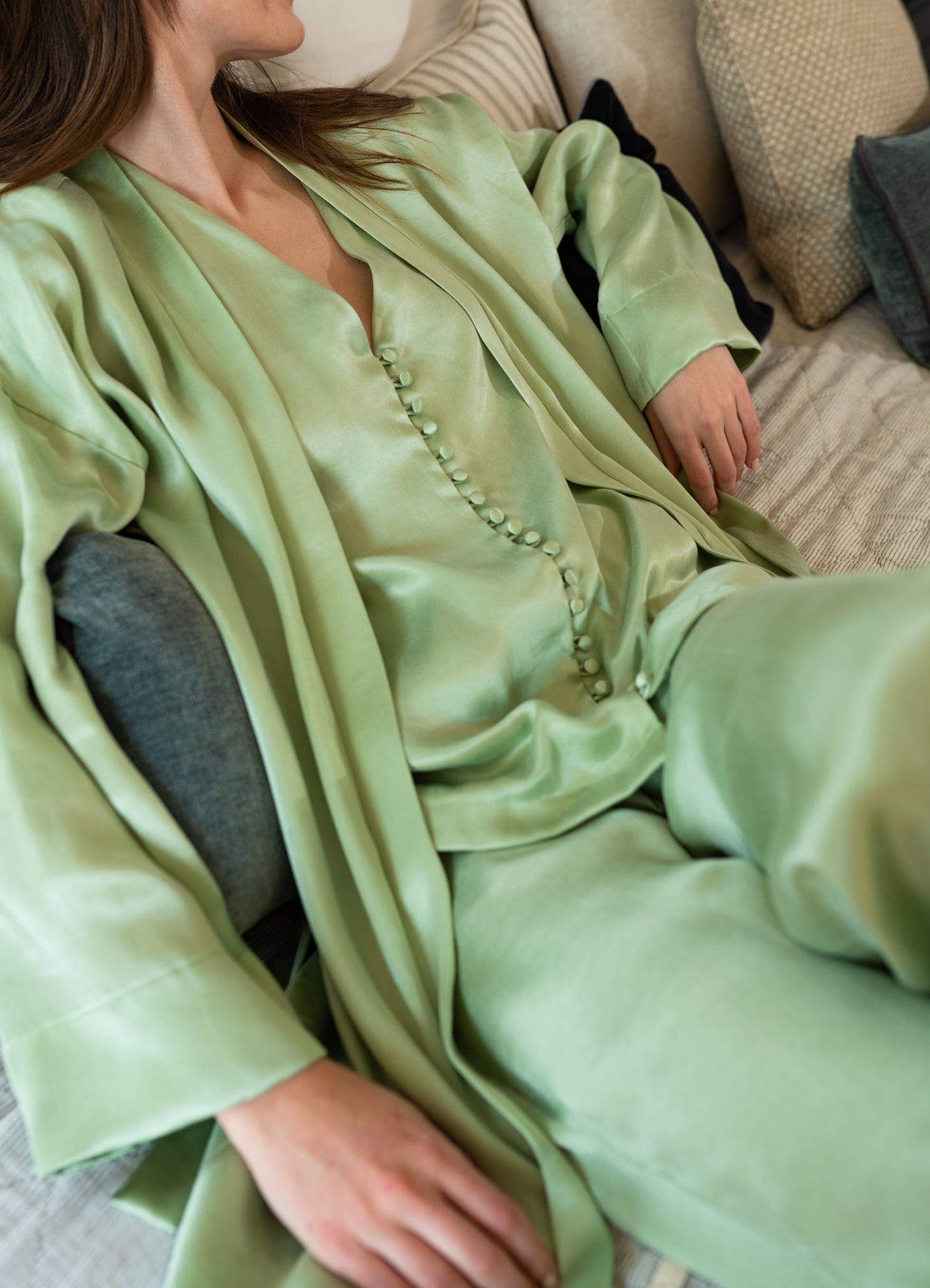 Green Bridal Robe - TENCEL